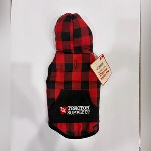 Tractor Supply Co. Red and Black Plaid Dog Hoodie MEDIUM